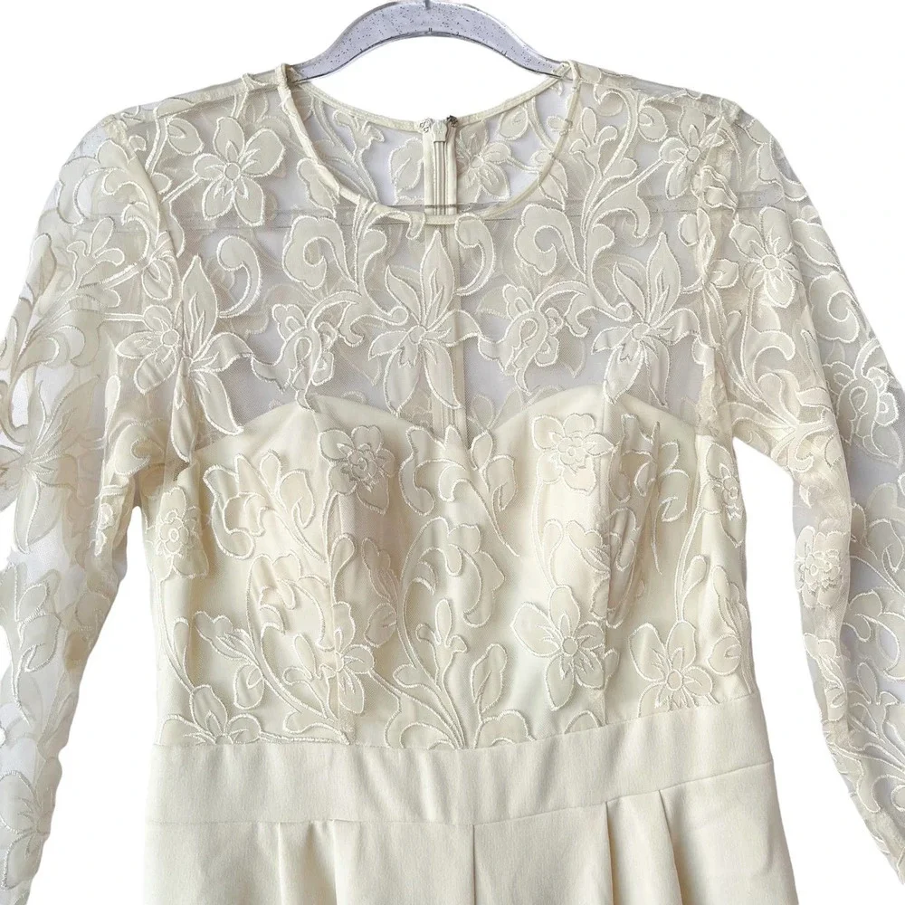 Eliza J Ivory Lace Cream Jumpsuit Women Size 4 - Picture 8 of 15